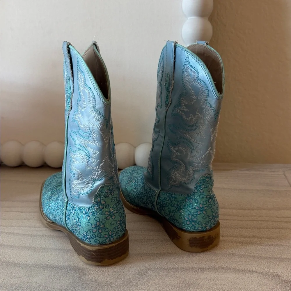 Girls Roper Boots Glitter Teal